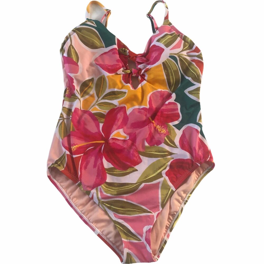 Beach Betty Miracle Brands Large One Piece Swimsuit Floral Knots Swim Pink #SW